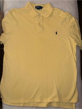 2 Ralph Lauren Men’s Shirts Pale Yellow Polo with Navy Pony and light blue tee